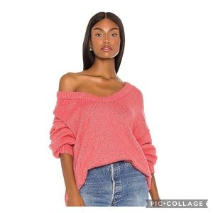 New! Free People Brookside Pink Cotton-blend Sweater